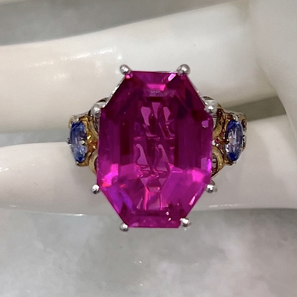 Radiant Orchid Quartz Tanzanite Accent 14K YG Sterling Silver